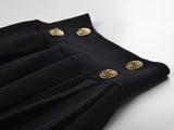 Angel Skirt - Flared Pleated Silhouette - High - Waisted Button Accents - Tailored Comfort - Decorative Buttons - Versatile Style