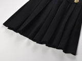 Angel Skirt - Flared Pleated Silhouette - High - Waisted Button Accents - Tailored Comfort - Decorative Buttons - Versatile Style