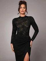 Angela Bodysuit - Slim Fit - Medium Stretch Fabric Elasticity - Regular Sleeve - Stand Collar Neckline - Stage & Concert Occasion