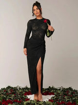 Angela Bodysuit - Slim Fit - Medium Stretch Fabric Elasticity - Regular Sleeve - Stand Collar Neckline - Stage & Concert Occasion