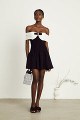 Angèle black offshoulder knitted mini dress