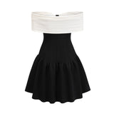 Angèle black offshoulder knitted mini dress