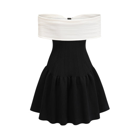 Angèle black offshoulder knitted mini dress