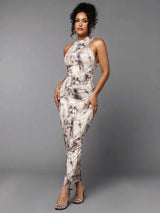 Angelica Maxi Dress - Slim Fit - Refined Style - High Stretch Fabric Elasticity - Sleeve Length Sleeveless - Neckline Stand Collar