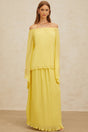 Angelina Blouse & Skirt Set - Vibrant Yellow - Off - The - Shoulder - Pleated Ruffled Hem