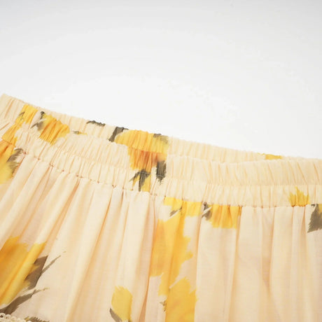 Angelina Floral Midi Dress - Round Neck Blouse - Buttoned Cuffs - Semi - Sheer with Rear Button Fastening and Lace Details