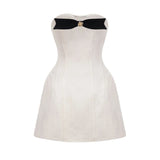 Angioletta Mini Dress - Off the Shoulder Style - Sleeveless Design - Bow Detailing - Thigh Length