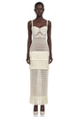 Ani White CutOut Knit Maxi Dress with Fringe