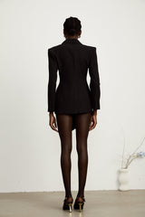 Anita Blazer - Notched Lapels - Long Sleeves - Asymmetric Hem - Cinched Waist