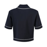 Anita Boxy Polo Top and Pleated Skirt Set - Sporty Design with Contrast Piping and Buttons