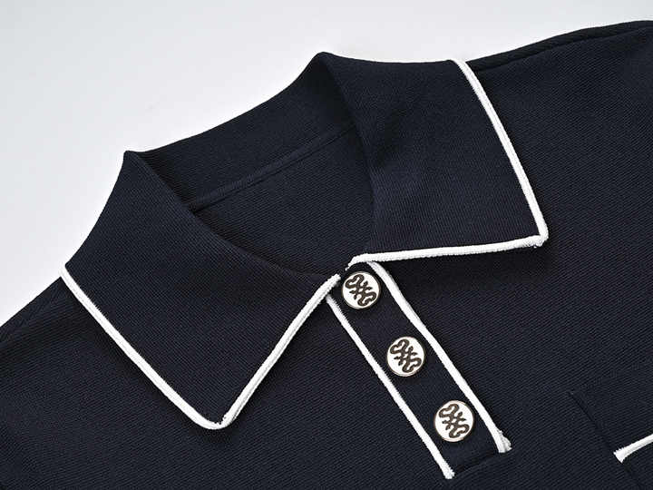 Anita Boxy Polo Top and Pleated Skirt Set - Sporty Design with Contrast Piping and Buttons