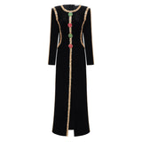 Anna Black Crystal Embellished Front Slit Maxi Dress