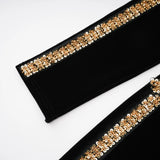 Anna Black Crystal Embellished Front Slit Maxi Dress