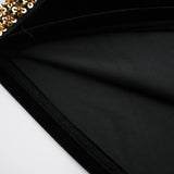 Anna Black Crystal Embellished Front Slit Maxi Dress