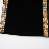 Anna Black Crystal Embellished Front Slit Maxi Dress