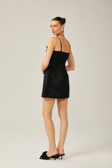 Annabelle black floralappliqué sleeveless mini dress