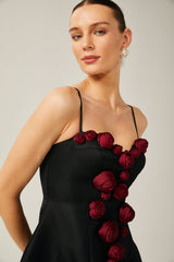 Annabelle black floralappliqué sleeveless mini dress