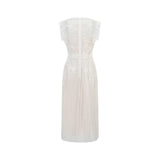 Annabelle Flowerappliqué Tulle Midi Dress Without Belt