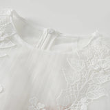 Annabelle Flowerappliqué Tulle Midi Dress Without Belt