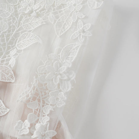 Annabelle Flowerappliqué Tulle Midi Dress Without Belt
