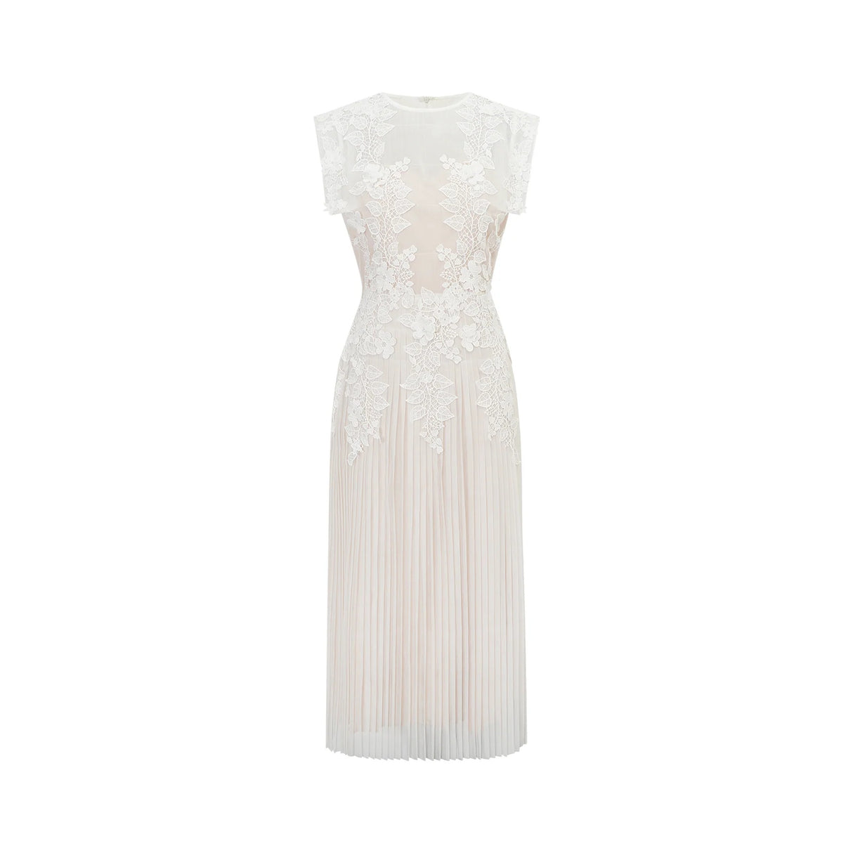 Annabelle Flowerappliqué Tulle Midi Dress Without Belt