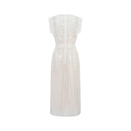 Annabelle Flowerappliqué Tulle Midi Dress
