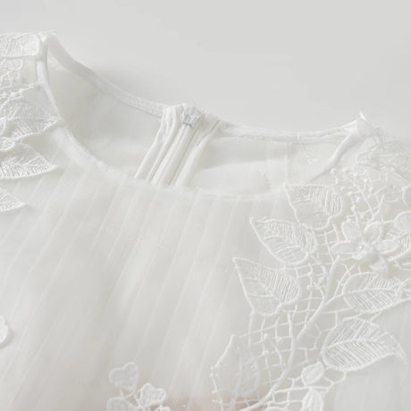 Annabelle Flowerappliqué Tulle Midi Dress