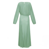 Annabelle Green Lantern Sleeve Pleated Maxi Dress