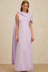 Annabelle Purple CapeDesign Ribbon Maxi Dress
