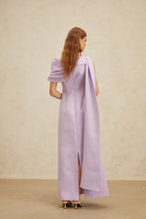 Annabelle Purple CapeDesign Ribbon Maxi Dress