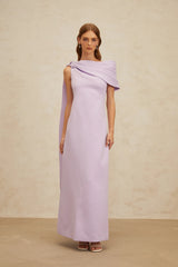 Annabelle Purple CapeDesign Ribbon Maxi Dress