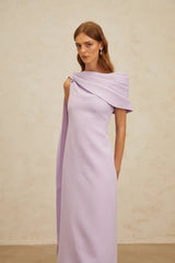 Annabelle Purple CapeDesign Ribbon Maxi Dress