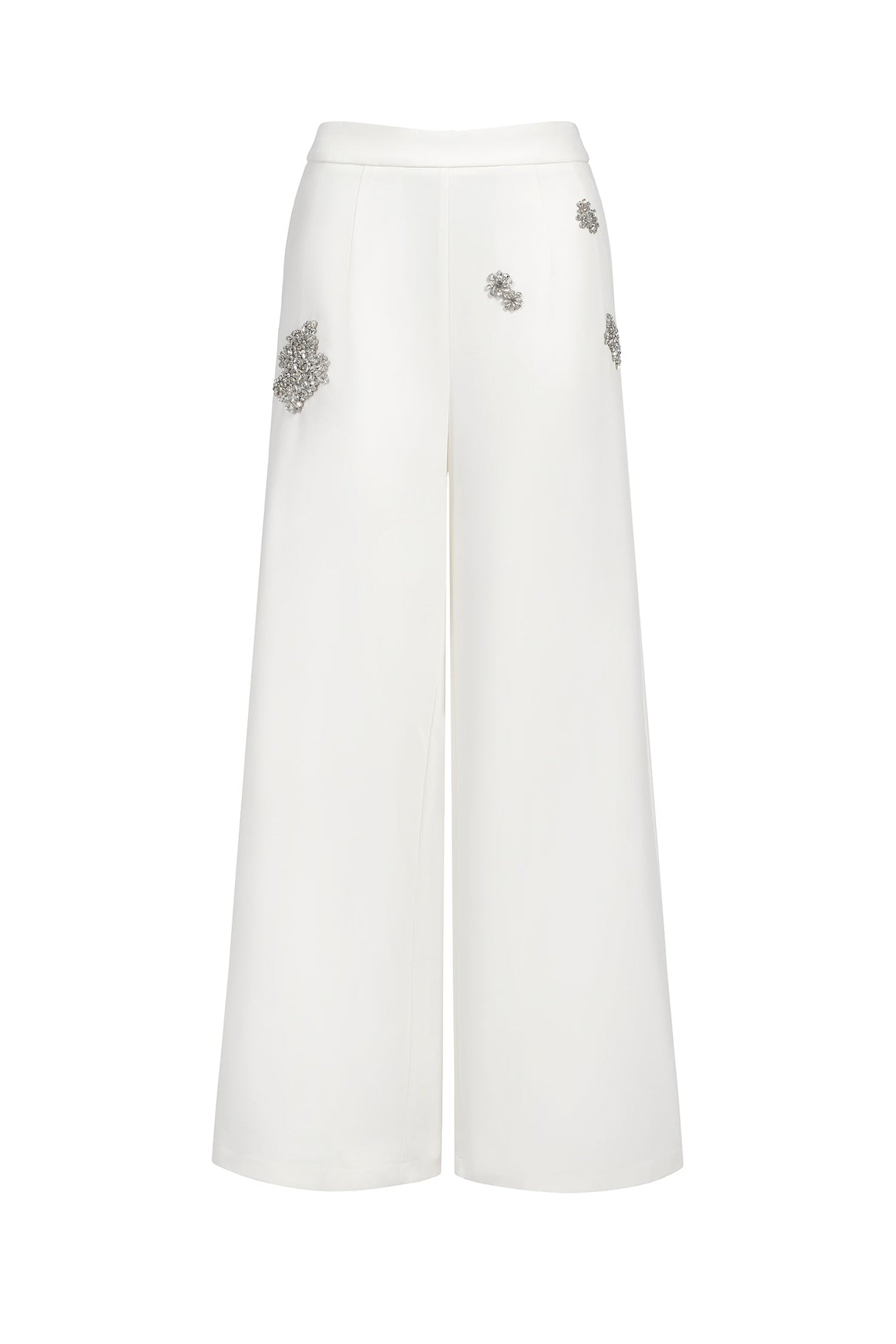 Annabelle White Blazer Set with Wide Leg Trousers