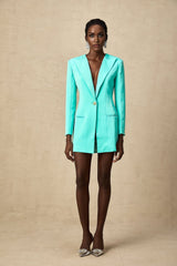 Annalee Mini Dress - Long Sleeve - Peak Lapels - Cinched Waist - Embossed Buttons