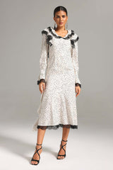 Annalee White Polka Dot Ruffled Lace Dress