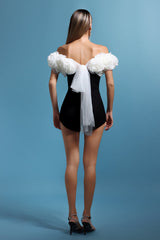 Annalisa Black Off-Shoulder Floral Mini Dress