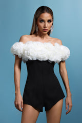 Annalisa Black Floral Off-Shoulder Mini Dress