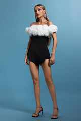 Annalisa Black Floral Off-Shoulder Mini Dress