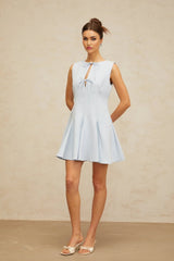 Annalisa Mini Dress Blue Bowknot Godet Design & Cut - Out Detailing