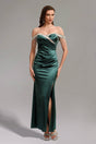 Annamaria Green Sequin Fringe Off-Shoulder Dress