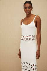 Annamaria Maxi Dress - White - Cut - out Design - Flared Hem