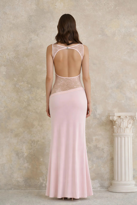 Annemarie Pink Lace Panel Stretch Maxi Dress