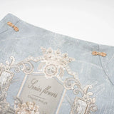Annetta Embroidered Skirt - Crystal Embellishment - Straight Hem - Rear Zip Fastening - Thigh Length