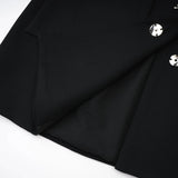 Annetta Mini Dress - Front Button Detailing - Long Sleeves - Square Neck - Press - Stud Fastening