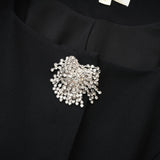 Annetta Mini Dress - Front Button Detailing - Long Sleeves - Square Neck - Press - Stud Fastening
