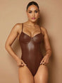 Annie Bodysuit - Pu Leather Material - Slim Fit - Medium Stretch Fabric Elasticity - Casual Style - Spaghetti Strap Neckline - Sleeveless