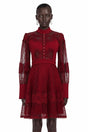 Annie Burgundy Lace Stand Neck Mini Dress