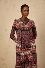 Annie Cardigan Red Striped Knit Open Front Maxi