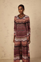 Annie Cardigan Red Striped Knit Open Front Maxi