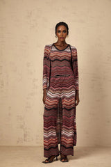 Annie Cardigan Red Striped Knit Open Front Maxi